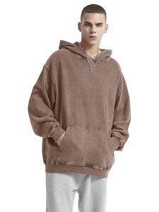 Men Solid Hoodies Acid Wash 100% Cotton Fleece Breathable Vintage Oversized Streetwear Hooded Sweatshirt Pullover <b>Hip</b>-Hop Baggy - Product Image 2