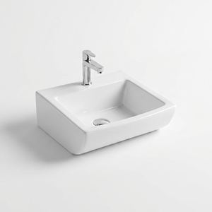 Lavabo Rectangular de Pared para Baño, Diseño Minimalista, Superficie Lisa, Blanco, 5 Años de Garantía, Logotipo Impreso con Láser - Product Image 1