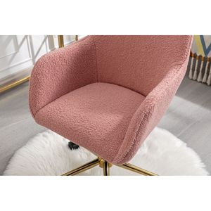 Sedia da Ufficio Moderna con Altezza Regolabile, Rotazione a 360°, Rivestimento in Tessuto Teddy, Gambe in Metallo Dorato, Ruote Universali - Product Image 4