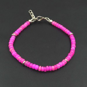 Natural Pink Ethiopian Opal Beads Bracelet, Roundel Multi <b>Fire</b> Gemstone Gift - Product Image 2