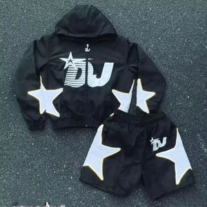 ชุดเซ็ตเสื้อแจ็คเก็ตกันลมและกางเกงขาสั้น ผ้าไนลอน ซิปเต็มตัว ชุดสองชิ้น น้ำหนักเบา สำหรับผู้ชาย - Product Image 4