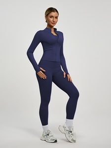 Ensemble de sport trois pièces Atlaset Premium pour femme : soutien-gorge de sport sans couture, leggings taille haute, veste de fitness – OEM ODM Personnalisation de marque - Product Image 2