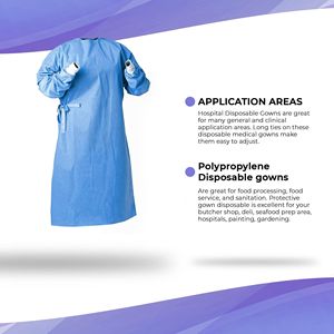 Camice monouso blu medio isolante in polipropilene da 50 GSM con polsini in maglia per indumenti medici protettivi personali da 30 - Product Image 3