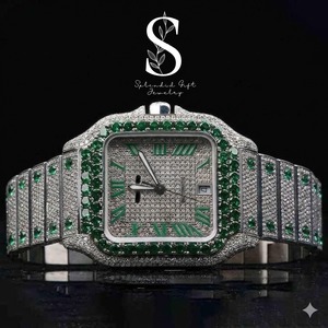 Montre analogique automatique de luxe pour homme en acier inoxydable, sertie de diamants VVS, style hip-hop, avec mouvement à quartz et moissanite - Product Image 1