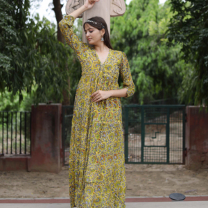 Vestido largo indio hecho a mano de algodón con estampado floral para mujer, elegante vestido de fiesta, regalo de novia personalizado para ella en venta - Product Image 1