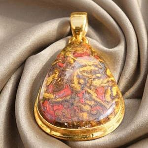 Grand collier pendentif goutte d'eau en agate marocaine, en argent sterling 925 plaqué or rose et or jaune, bijoux artisanaux en pierres précieuses - Product Image 3