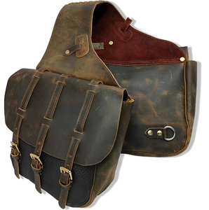 Sacoche de selle en cuir pour cheval avec quincaillerie en laiton et sangles réglables - Product Image 6