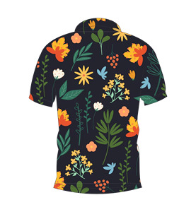 Camisa Polo Negra para Hombre con Estampado Floral Botánico, Manga Corta, Informal, Verano, Moda, Golf - Product Image 5