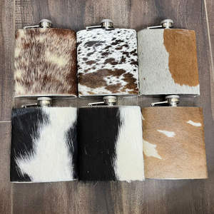 Design élégant, cuir de vachette rustique et durable 8oz liqueur Hip Flasque de luxe en cuir véritable écologique Flacon en acier inoxydable - Product Image 6