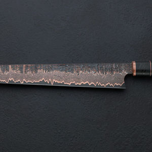 SCL: Hand Made Premium Copper Damascus <b>Slicing</b> Knife With Extended Blade And Comfortable <b>Wooden</b> Grip For Precise Kitchen Cutting - Product Image 3