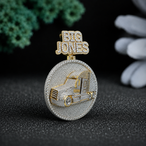 Custom Truck Driver Engagement Wedding VVS Moissanite Semi Truck Necklace 925 Sterling Silver Rose Gold Plated Iced Big Rig - Product Image 3