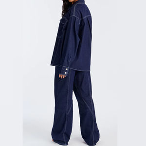 Conjunto de Dos Piezas de Mezclilla, Diseño Exclusivo, Informal de Verano, Sin Mangas, Cintura Elástica, Pierna Ancha, Secado Rápido y Transpirable - Product Image 4