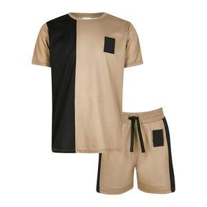 Ensemble décontracté homme été respirant 100 % coton : T-shirt à manches courtes et short à motif uni – Vente en gros - Product Image 6