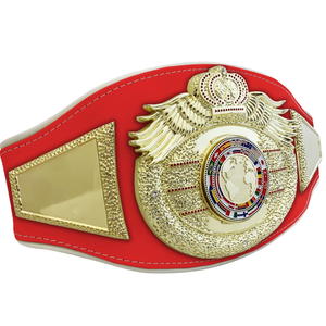Ceinture de champion rouge avec ailes plaquées or et design globe, ceintures de titre sportif de haute qualité - Product Image 6
