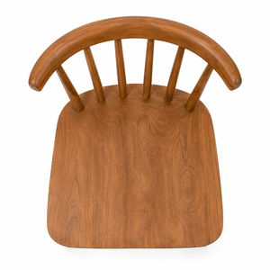 Chaise de salle à manger scandinave moderne en teck massif avec dossier bas incurvé, imperméable, écologique et durable - Product Image 4