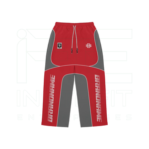 Ensemble de survêtement unisexe rouge 2 pièces : veste à capuche zippée et pantalon de survêtement en nylon coupe-vent respirant, tenue de sport décontractée coupe ample - Product Image 3