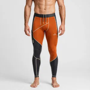 Leggings de compression pleine longueur pour hommes, couleur personnalisée, motif uni, taille à cordon de serrage, pour l'entraînement - Product Image 1