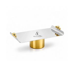 Luxury 3 Pc Metal Cake Stand <b>Set</b> With Gold Base And Handle. Elegant Dessert & Fruit Display Riser <b>Set</b> For Hotels & Catering - Product Image 2