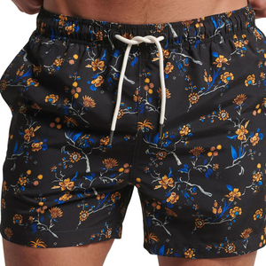 Shorts de bain pour hommes à imprimé floral, shorts de plage à séchage rapide, caleçons de bain à taille élastique, shorts de plage d'été, fournisseur OEM ODM - Product Image 2