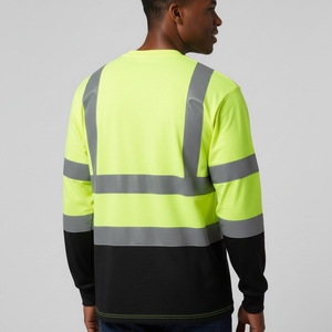 Camiseta de Seguridad Manga Larga Reflectante de Alta Visibilidad ANSI Clase 1 con Bloques de Color Personalizados, LED Intermitente e Impermeable - Product Image 5