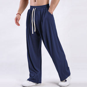 Pantalon de survêtement homme vierge personnalisé ODM, molleton bouclette lourd 390 GSM, coupe droite ou large, décontracté, pour le sport, vente en gros - Product Image 3