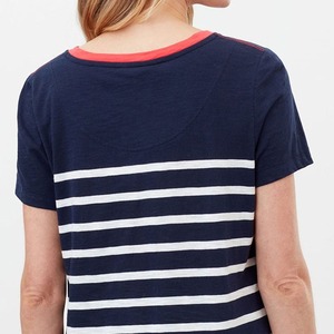เสื้อยืดแขนสั้นคอกลมลายทางสำหรับผู้ชาย ทรงปกติ สไตล์ลำลอง แต่งขอบตัดสี - Product Image 2