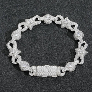 Iced Out Designer Link <b>Bracelet</b> Silver Hip Hop Diamond Simulated Stone Luxury Chain Jewelry Gift Unisex - Product Image 3