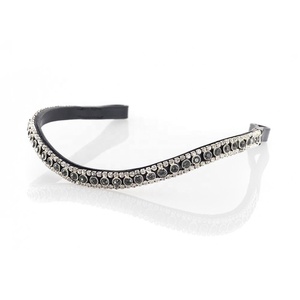 Saman Exports Best Quality Leather Horse Brow Band With Black & White <b>Crystals</b> Decoration <b>Top</b> India Supplier & Manufacturer - Product Image 2