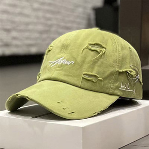 Gorra de Béisbol Unisex Desgastada, Estilo Vintage, de Algodón Lavado, con Anillos Metálicos y Letras Bordadas, Estilo Punk Urbano - Product Image 4