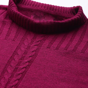 Pull col roulé 100 % laine pour femme, tricoté à la main, manches longues, couleur unie, anti-boulochage, décontracté, hiver - Product Image 3