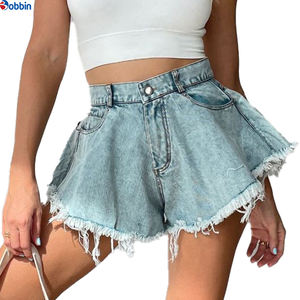 Pantalones Cortos de Mezclilla para Mujer, Talla Grande, Nuevos, Casuales de Verano, Color Azul Claro, con Cierre, Pierna Ancha - Product Image 3