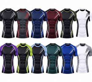 T-shirt de sport pour homme, coupe ajustée, respirant, en toile, à compression premium, séchage rapide, pour la course à pied, la gym, l'entraînement et le fitness - Product Image 6