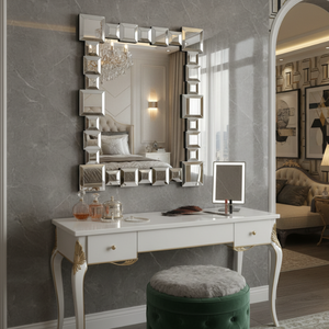 Miroir mural rond de 32 pouces, grand miroir décoratif élégant pour salon, chambre à coucher, salle de bain |   Décoration d'intérieur contemporaine - Product Image 3