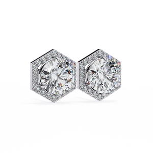 Unique Round Cut IGI 1Ct each and Round Lab Grown Diamond 14K Gold IGI Certified <b>Earring</b> <b>Tops</b> for Gift Party & Anniversary - Product Image 6