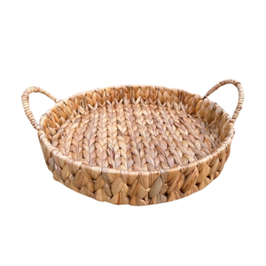 Handcrafted WATER HYACINTH TRAY FRUIT STORAGE BASKET Serving Tray with Handles Woven Storage Basket Tray - Product Image 1