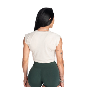 Women 100% Cotton Knitted Solid Color Halter Neck Crop Tank <b>Top</b> Hip Hop Style Tassel & Lace Green - Product Image 2