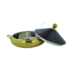 Belly Gold Color Design Hot Pot Hammered <b>Round</b> Shape <b>Table</b> Ware Fancy Hot Pot Hammered Design Luxury at Wholesale Price - Product Image 1