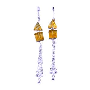 ชุดต่างหูห่วงโซ่สำหรับผู้หญิงอัญมณีซิทรีนชุบทอง925เครื่องแต่งกายสำหรับงานแต่งงานที่ทันสมัย - Product Image 1