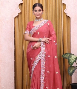 Sari de Seda Bordado KV para Fiesta Estilo Bollywood - Product Image 4