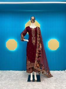 Vestido de Mujer de Alta Calidad, Estilo Pakistaní, para las 4 Estaciones, con Lentejuelas de Imitación de Georgette, Bordado Étnico, Diseño Moderno y Elegante - Product Image 6