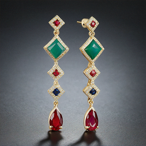 Boucles d'oreilles en pierres précieuses multiples plaquées or massif 18 carats, bijoux personnalisés de qualité incroyable - Product Image 4