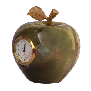 High Quality Handmade Superb Onyx Marble Table <b>Clock</b> Army Green Apple Design Eco-Friendly Folk Art Office Home Natural Crafts - Product Image 2