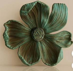Grande Décoration Murale en Métal en Forme de Fleur, Style Rustique, Finition Verte Vieillie, Faite à la Main, pour l'Intérieur de la Maison - Product Image 2