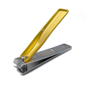 Custom Ergonomic Wide Handle Nail Clipper Titanium Silver Finish Sharp Curved Jaw Fingernail Trimmer Travel Size Cutters - Product Image 3
