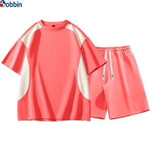 Conjunto Deportivo Personalizado para Hombre, Verano, Estilo Casual, Bloques de Color, Cuello Redondo, Holgado, Pantalones Cortos Deportivos, Conjunto de 2 Piezas - Product Image 3