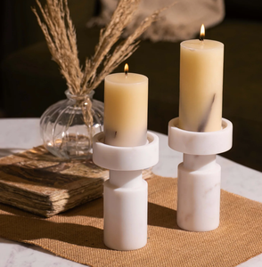 Nouveau Porte-bougie en marbre blanc, artisanat en pierre, décoration romantique pour la table, meilleur prix - Product Image 6