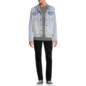 Chaqueta de Mezclilla con Lavado Ácido para Hombre, Estilo Urbano, Chaqueta de Mezclilla con Botones al Frente, Prenda Exterior Informal de Moda, Uso Diario - Product Image 5