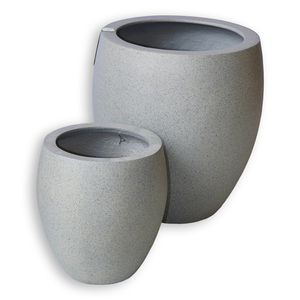 ALMELO Ensemble de 5 pots de fleurs légers de 5 L, résistants aux intempéries, écologiques, design minimaliste, en fibre de verre, ronds - Product Image 2