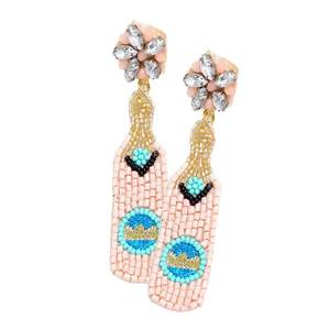 Hermosos pendientes de botella con bordado de cuentas para amantes de la moda moderna, pendientes artísticos de botella con cuentas, hechos a mano. - Product Image 3