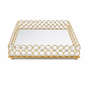 Plateau de service rectangulaire en cristal argenté de luxe |   Plateau décoratif pour table et présentation - Product Image 4